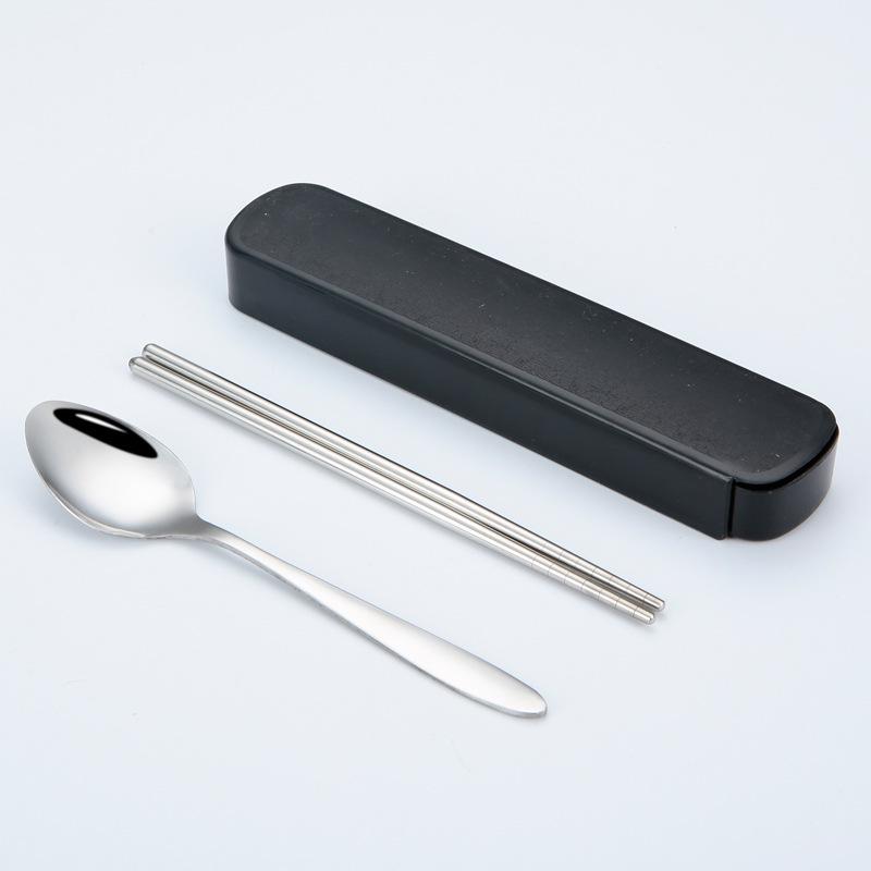 Portable Stainless Steel Cutlery Set: Spoons, Chopsticks, Knife, Fork - Three-Piece Set
