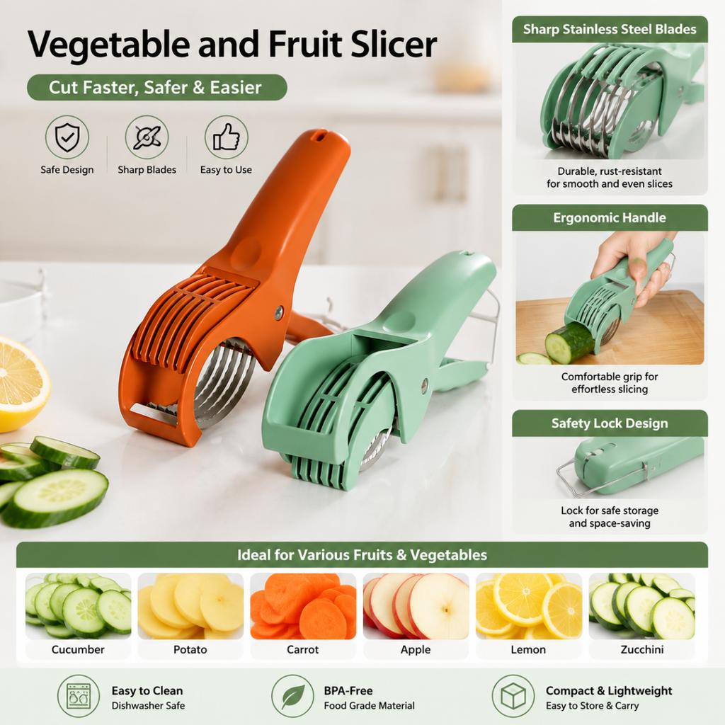 HUIDASHUN New Kitchen Stainless Steel Fruit and Vegetable Slicer Multifunctional Vegetable Salad Fruit Slicer