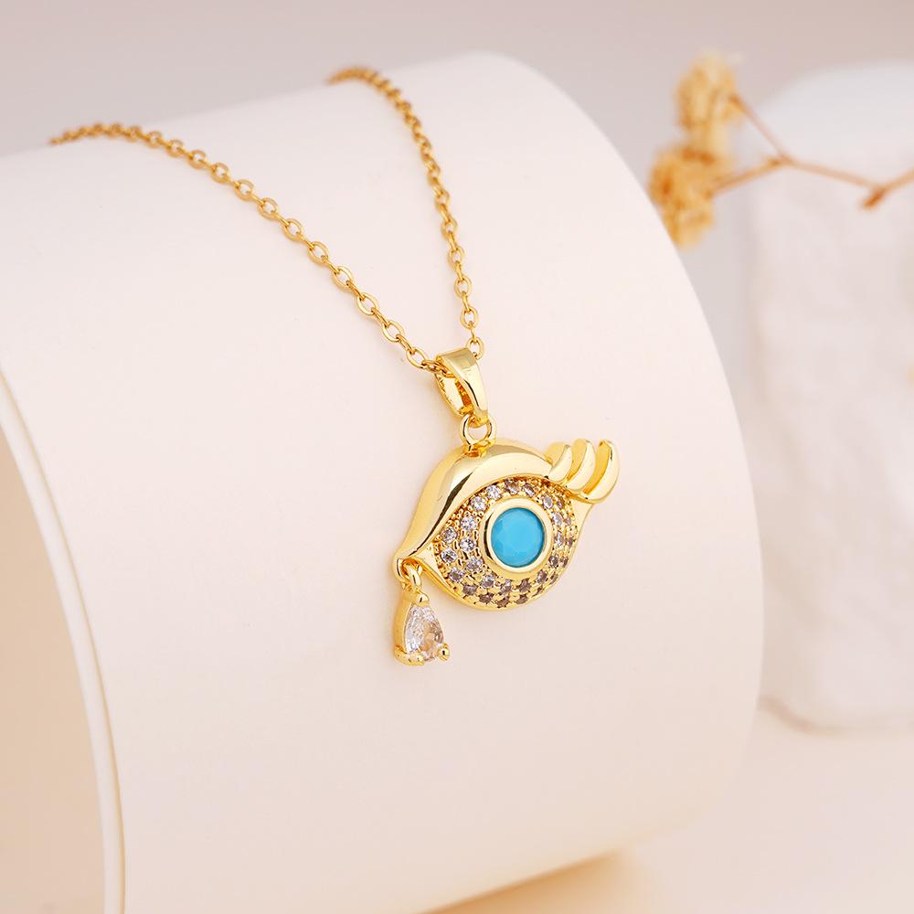 Fashion Luxury Zircon Evil Eye Pendant Necklaces for Women Men Trendy Stainless Steel Chain Collar Accessories Jewelry Gifts