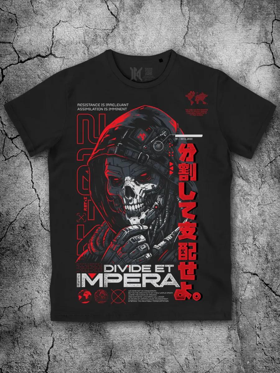Cyberpunk cyberpunk Cyborg cotton black printed T-shirt 4XL