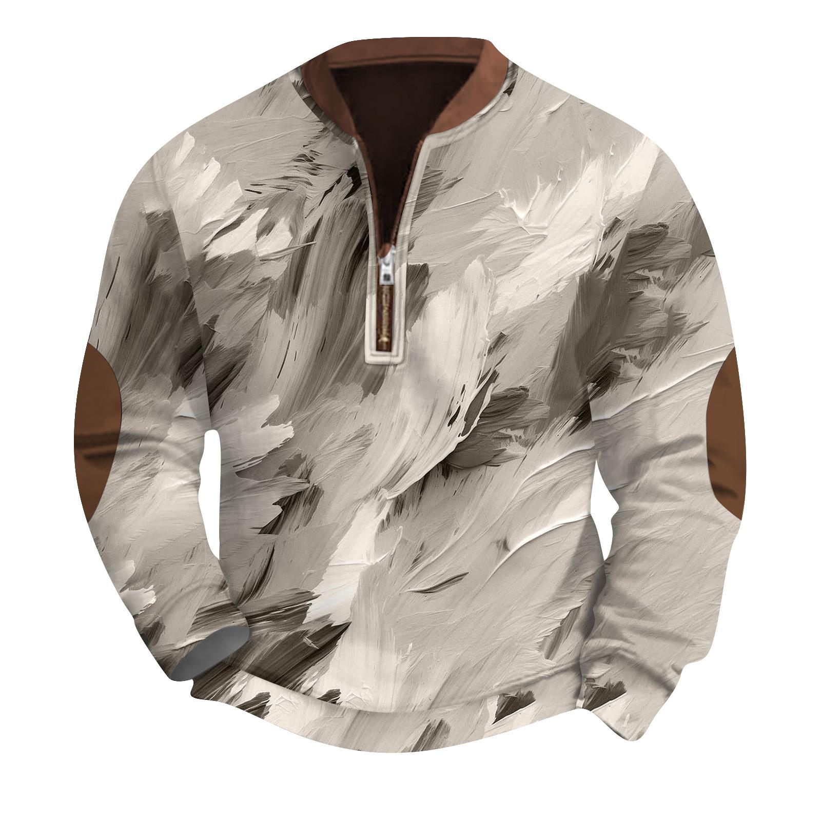 Мужская повседневная толстовка в стиле ретро с градиентным принтом S кофейный 2416₽