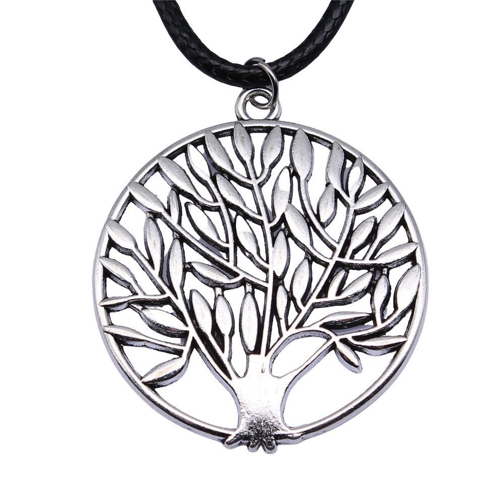 Antieke Levensboom Hanger Ketting Natuur Boho Statement Sieraden 45cm Leren Ketting