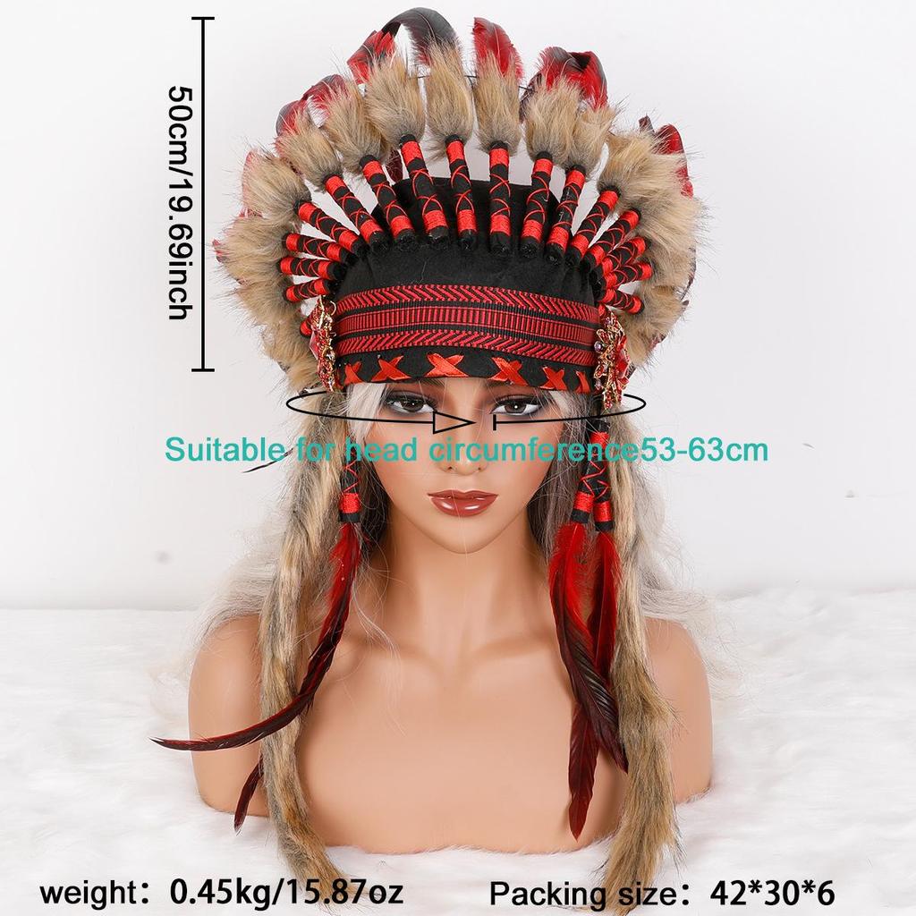 Halloween Feather Headdress: Indian-Inspired Accessory for Christmas & Thanksgiving