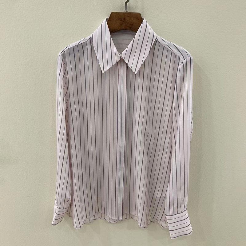 Nanyou Luxury Women s Silk Striped Long Sleeve Shirt - Max26 Early Spring Collection 38