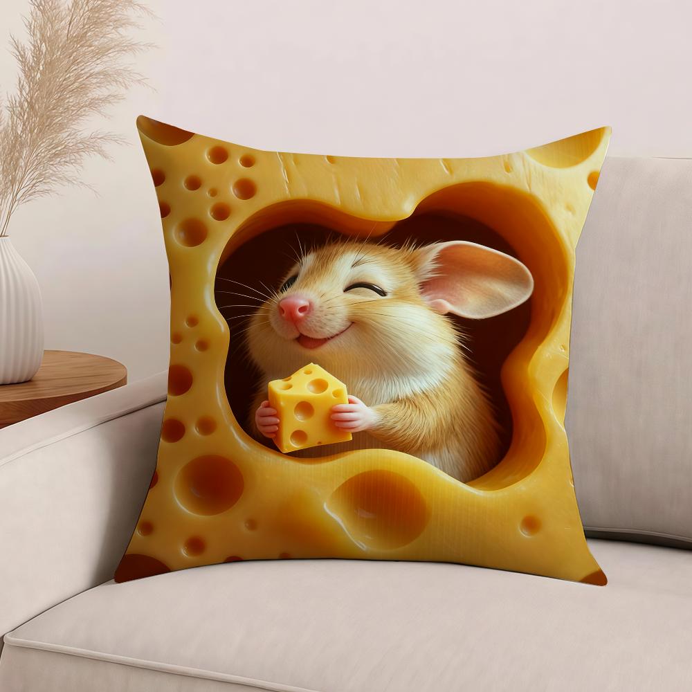 Kawaii Cute Mouse-In-Cheese Pillow Case Office Cushions Suitable For Sofa Car Bedroom Decorative Cushion Cover