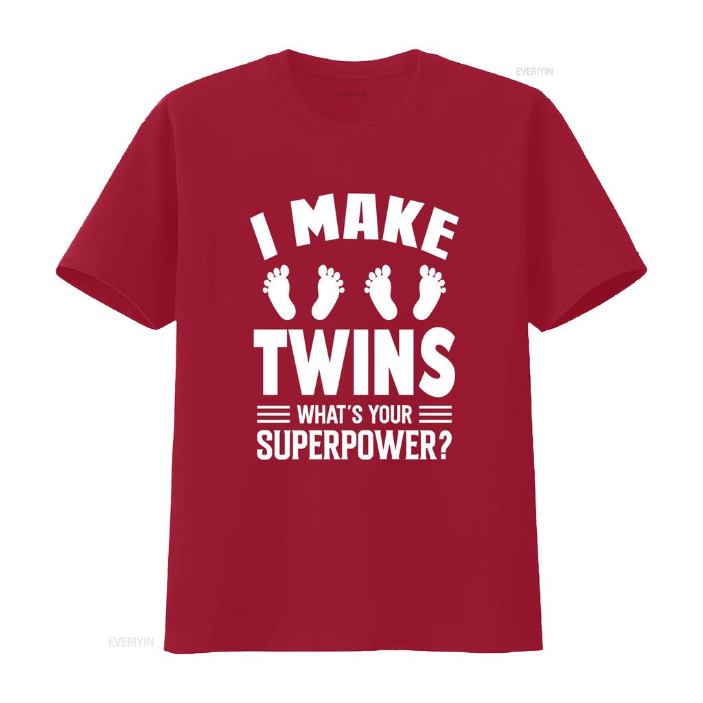 I Make Twins Whats Your Superpower Dad T Shirt for Daddy of Slogan New to Be Father Twin Babies vintage Washed Casual
