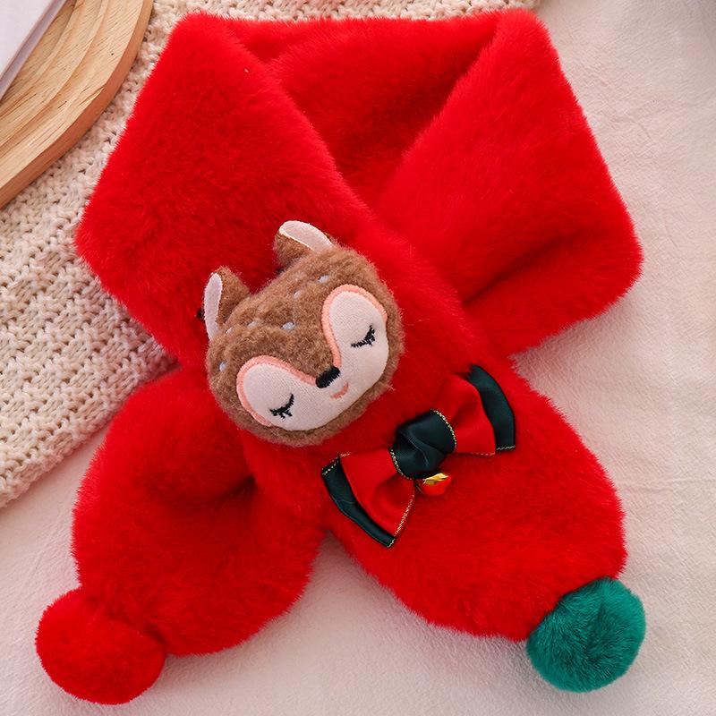 Kids' Christmas Cartoon Scarf: Warm Faux Rabbit Fur Neck Warmer – Cute Winter Gift for Baby & Toddler