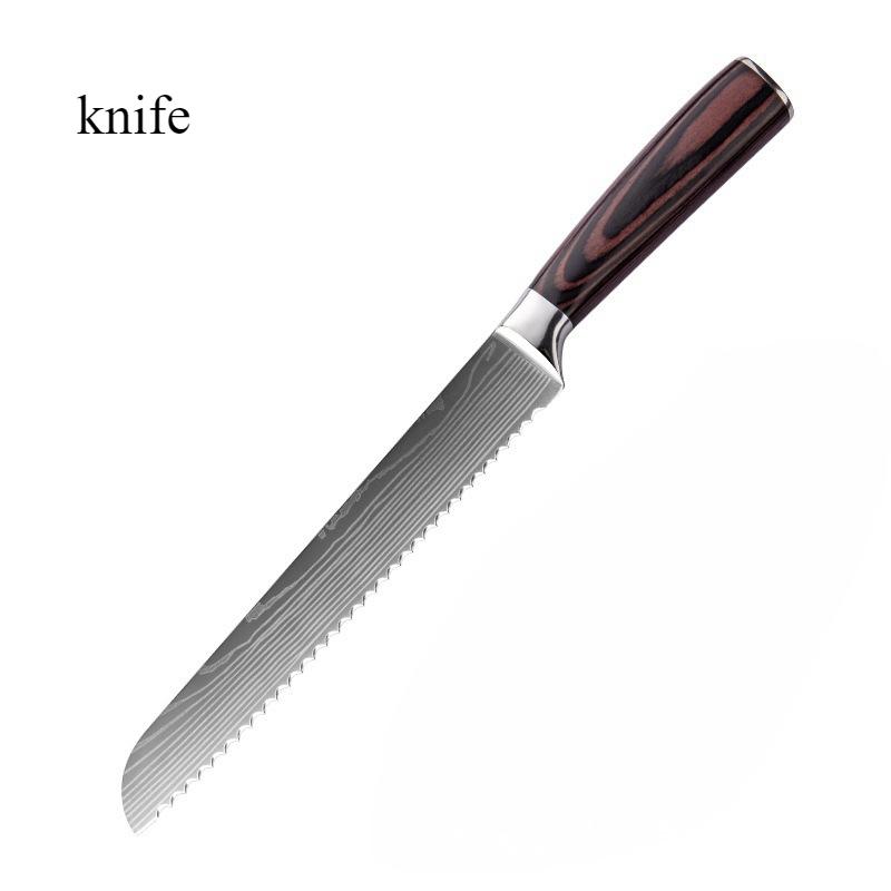 Laser 8-inch Chef's Knife Fruit Knife Bread Knife Stainless Steel Knife with Sharp Edge Japanese Knife Kitchen Knife