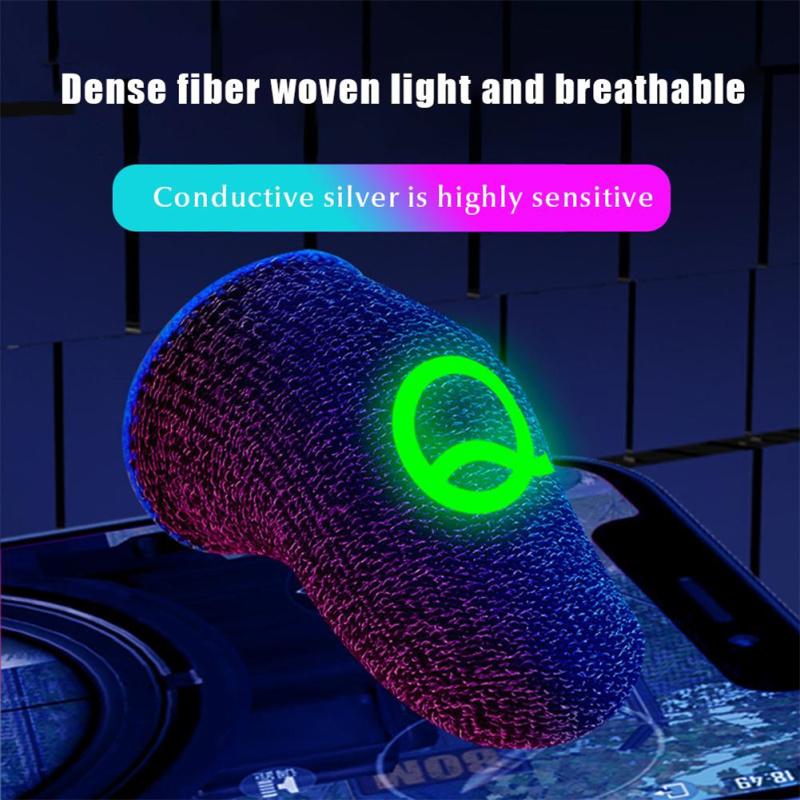 Gaming Finger Sleeve Ultra-thin Silver Fiber Breathable Luminous Touch-Screen Fingertips Finger Cots