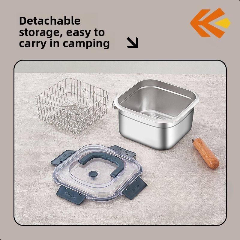 Stainless Steel Food Storage Box Deep Fryer Multi-Functional Household Gas Stove Induction Cooker Tempura French Fries Outdoor