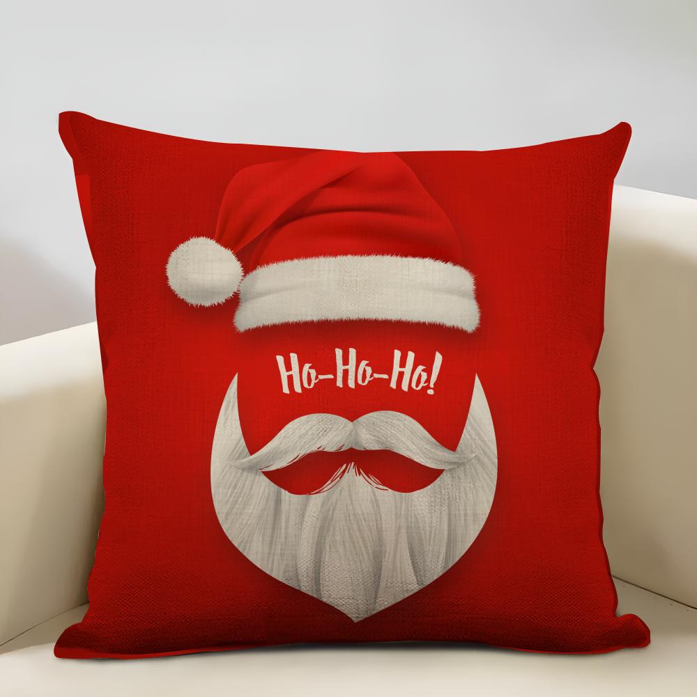 Christmas Elements Cushion Cover Household Decoration Linen Sofa Cushion Cover: Skin-Friendly & Breathable With Invisible Zipper