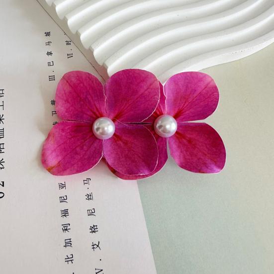 2 Stück Sommer-Haarnadel Farbverlauf Hortensie Doppelblüten-Design Imitation Perlenverzierung Haarspange Pony Seitenhaar Sommer-Haarschmuck