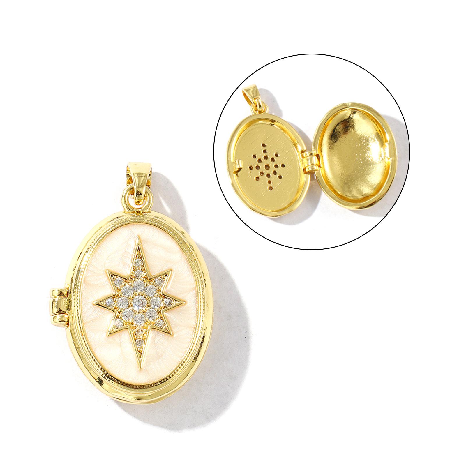 

2Pcs Openable Charms Transparent Zircon Beige Pearlescent Drop Oval Brass 18K Gold Plated Photo Box Pendants DIY Necklace Making