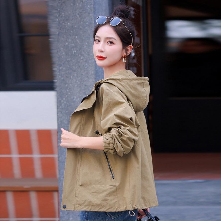 Popular explosive short coat top women's spring and autumn new loose fashion casual hooded jacket