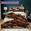 Coffee Black Cat Pattern Bedding Uilt Set Uilt Cover Pillowcase Home Decoration Birthday Gift (1 * Duvet Cover + 2 * Pillowcase  Without Core)