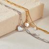 Fashion niche design personalized double-layer bracelet temperament versatile heart simulation pearl stainless steel bracelet