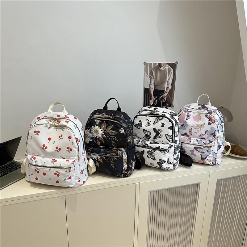 Butterfly Flower Cherry Print Casual Womens Backpack With Large Capacity For Daily Use