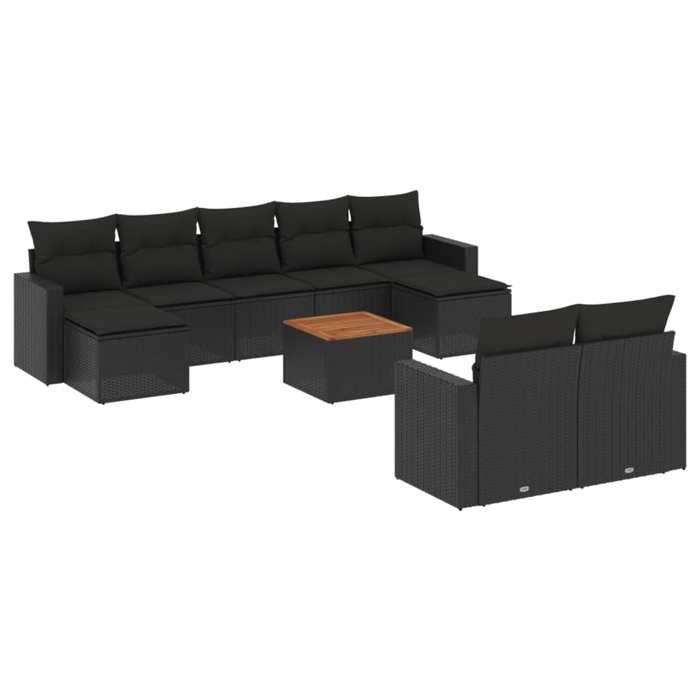 VidaXL Garden Lounge Set with Cushions 10 Pcs, Patio Sofas, Patio Furniture Set, Outdoor Furniture, Black 3256664