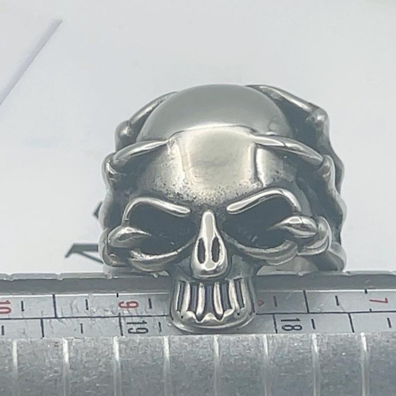 Stainless Steel Skull Ring Set for Men Vintage Tribal Engraved Gothic Biker Punk Statement Zircon for Daily Wear and Parties 10