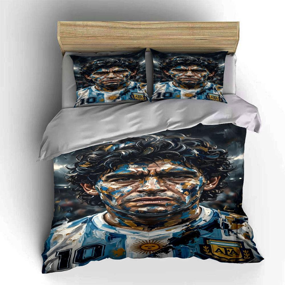 Painted Portrait with Blue Strokes Bedding Duvet Cover Set Duvet Cover Pillowcases  (1*Duvet Cover 2*Pillowcases, Without Duvet Insert)