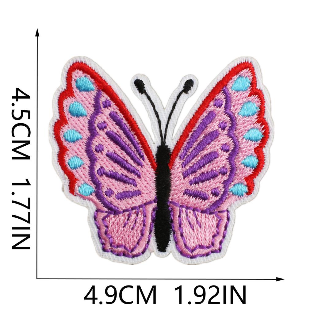 Butterfly World Embroidery Cloth Sticker Colored Flower Butterfly Computer Embroidery Label Clothes Decorative Patch Sticker Blue Butterfly