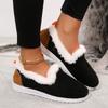 Cross-border Winter New Color Matching Flat-bottomed Velvet Snow Boots Women's Thickened Fluffy Warm Large-size Low-top Cotton Shoes