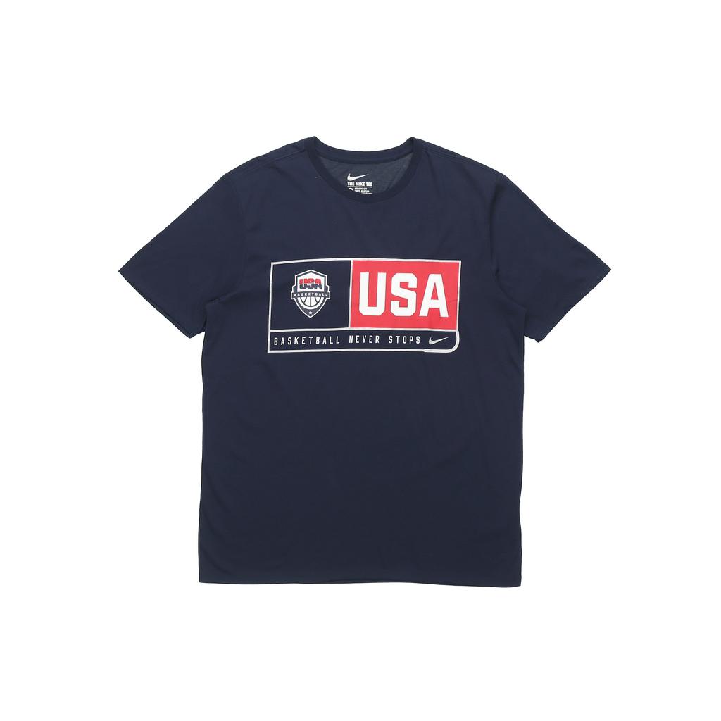 Nike T Shirts Men's Dark Blue Crew Neck Moderate Straight Fit 768826-451