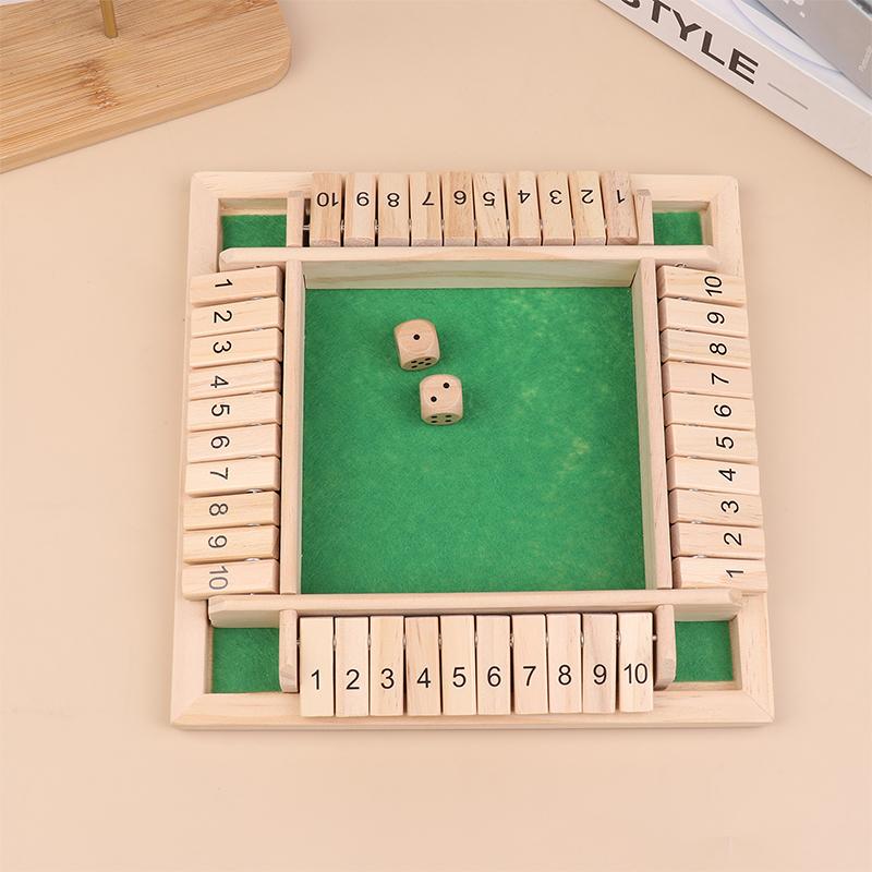 Four Sided 10 Numbers Shut The Box Board Game Set Dice 4 Players Party Number Game Board Games For Adults Families
