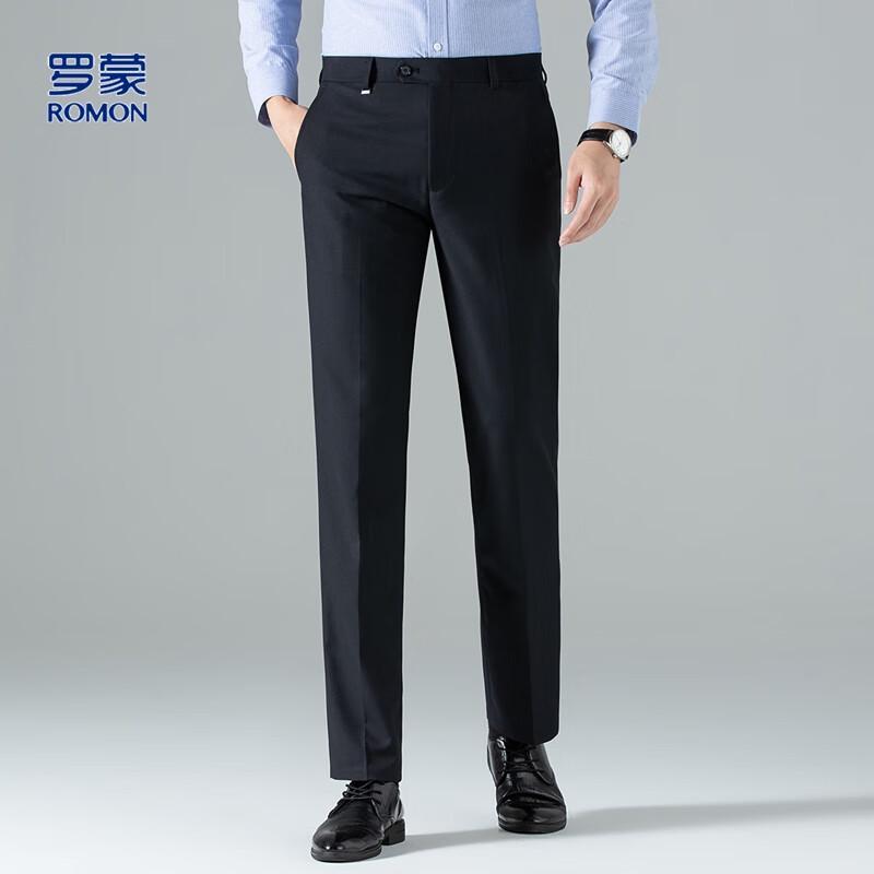 Luomeng Men s Business Casual Straight-Leg Trousers 35