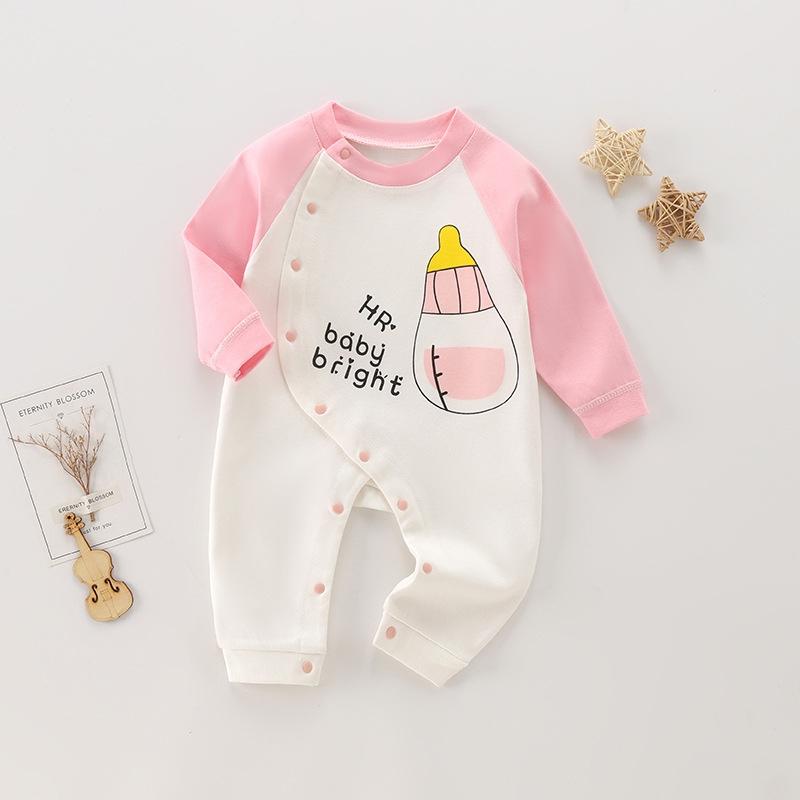 Kjemmet bomull babybody langermet spedbarns jumpsuit dyre-romper unisex termisk undertøy trykknapplukking myk nyfødt onesie vinter varmt antrekk