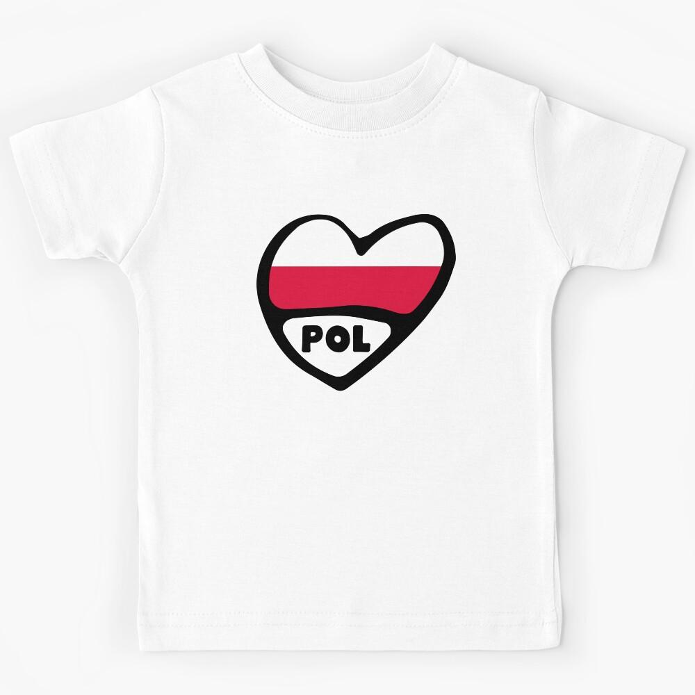 Poland Country Code Flag Heart, Polska Kids T-Shirt 130