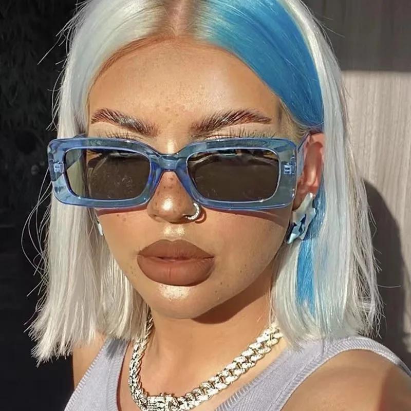 Sunglasses Woman  Fashion Vintage Rectangle Frame Purple Pink Square Sun Glasses Man Lady Eyewear UV400