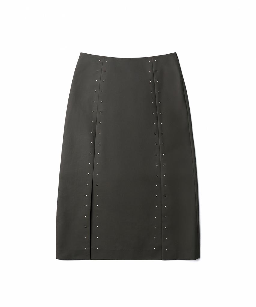 TTUDEMENT Stud Long Skirt_Charcoal