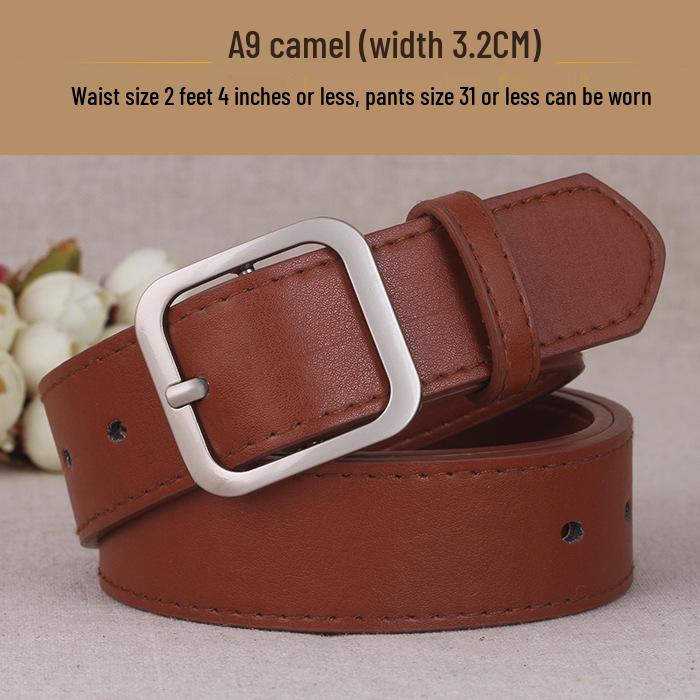 Women's Korean Style Square Buckle Belt - Black Casual Fashion Accessory