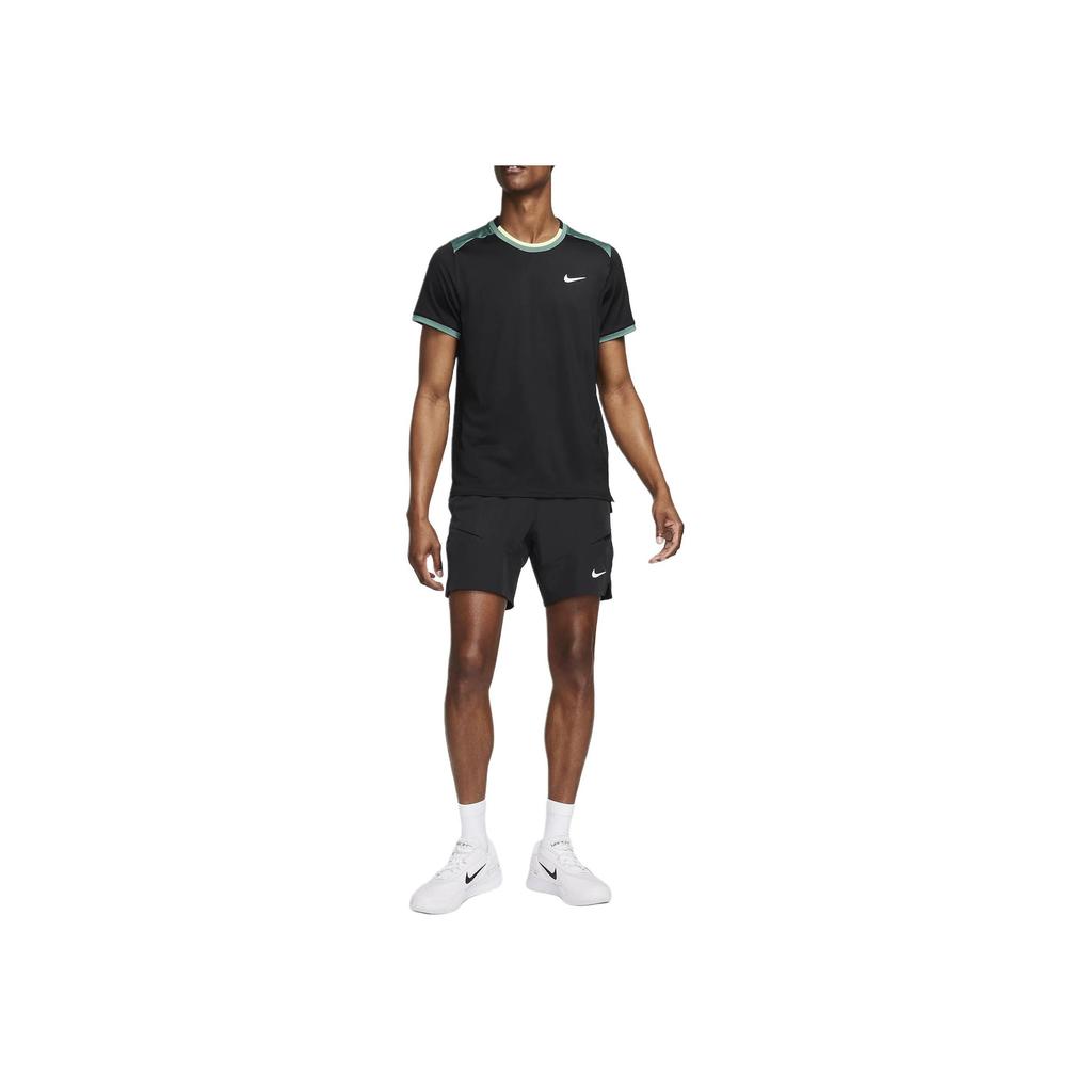 Nike Dri-Fit Tennis Top Solid Color Round Neck Short Sleeve T-Shirt Men Tops Black FD5320-010