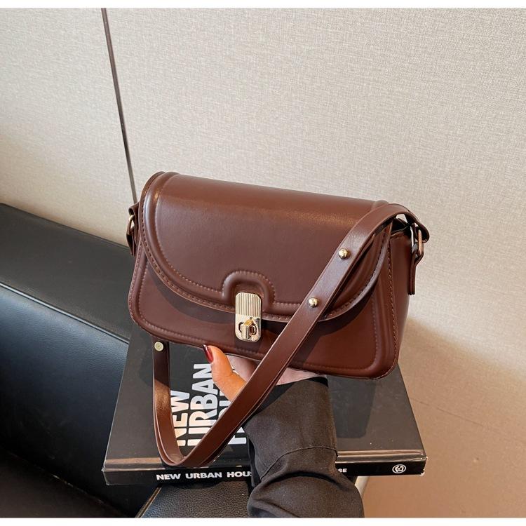 

2025 лето новый ретро мода универсальный флип нишевый дизайн сумка через плечо мессенджер темно-коричневого