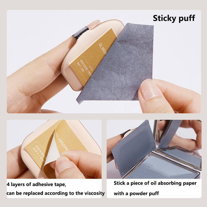 100 Sheets Portable Face Oil Absorbing Sheets with Mirror Case & Puff,Oil Blotting Paper Facial Care Absorbs Face Oil Unisex