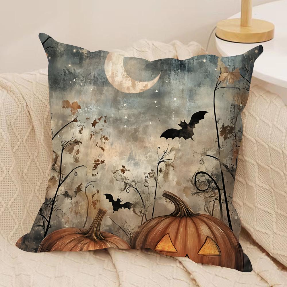 Halloween All Saints Day Cushion Cover Silky Short Plush Invisible Zipper Dustproof Sofa Pillow Case For Home Decor