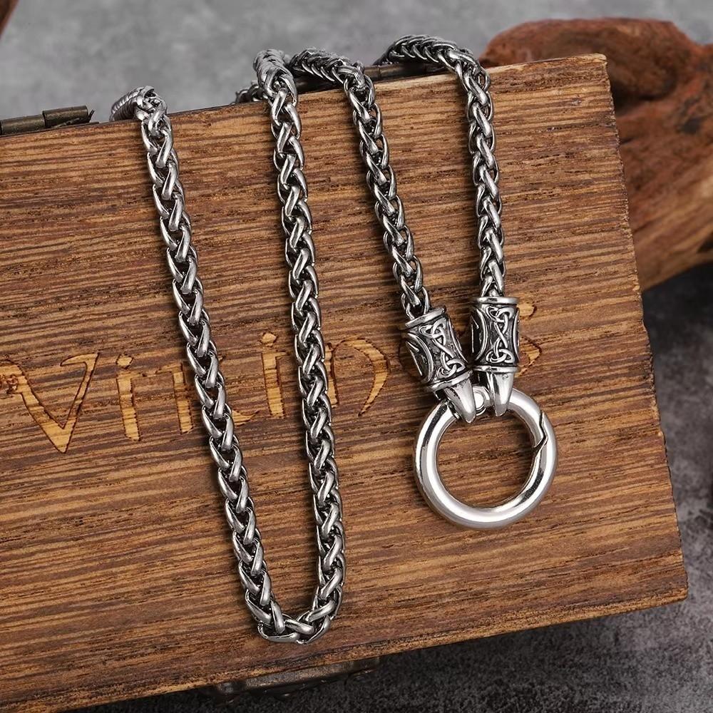 Collier Viking en Alliage de Zinc Fermoir Rond Ouvert Style Ethnique Choker Collier Chaîne Os de Dragon Rétro