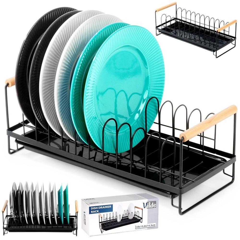 Black dish drying rack 39x16x14.5 cm