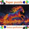 Multiple Specifications Available - Surreal Fiery Neon Horse Paper Jigsaw Puzzle, Large-Sized Puzzle for Adults, Ideal Family Activity And Holiday Gif