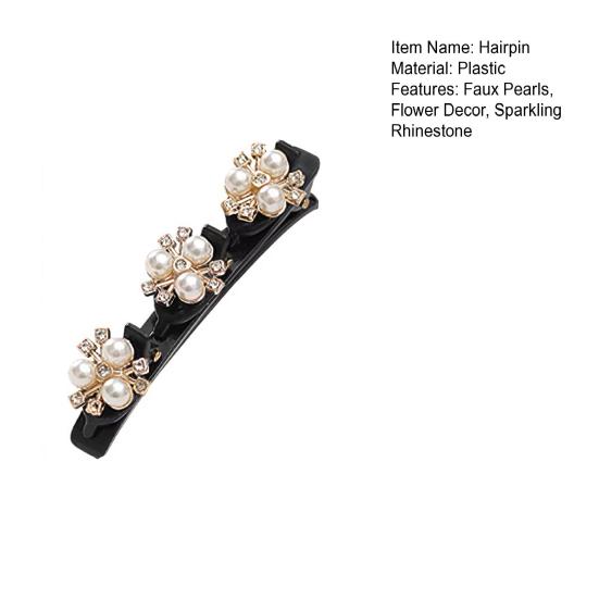 Women Hair Pin Sparkling Rhinestones Flower Decor Clear Dazzling Braided Hairpins Bang Hair Styling Tool Hair Accessories