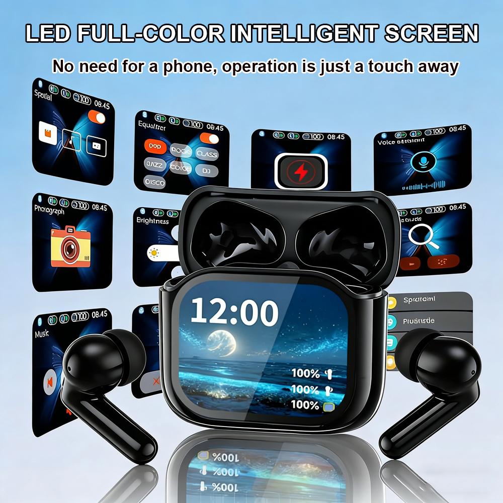 AI Translation Bluetooth V 5.4 Interactive Screen ANC Noise-cancelling Wireless Headphones Are Suitable for Office Sports