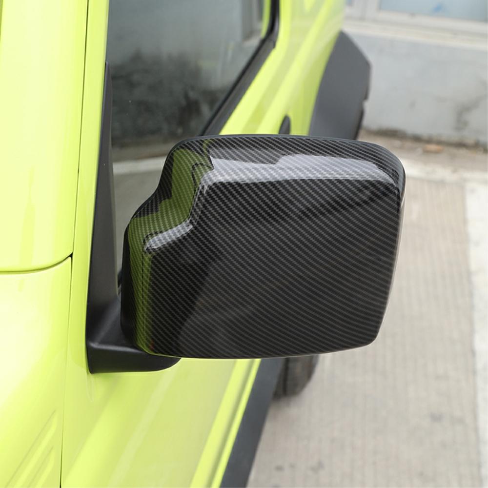 Bilbackspegel Skaldekorationsskydd för Suzuki Jimny 2019 Up Exteriör tillbehör, ABS kolfiber, 2st