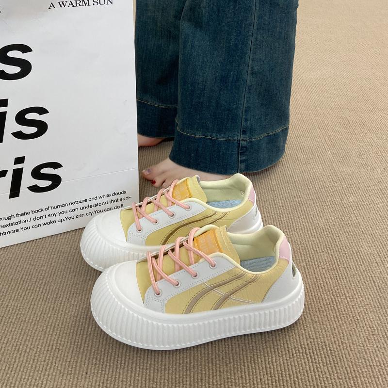 Fashion CRLAYDK Calssic Womens Big Toe Fashion Sneakers Skate Leather Walking Anti Slip Lace Up Trainer Shoes Ladies Sports Tennis