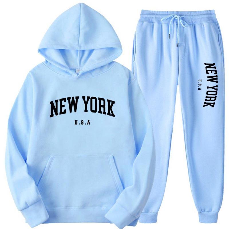 Unisex Casual Loose-Fit Hoodie Set with Letter Print Design