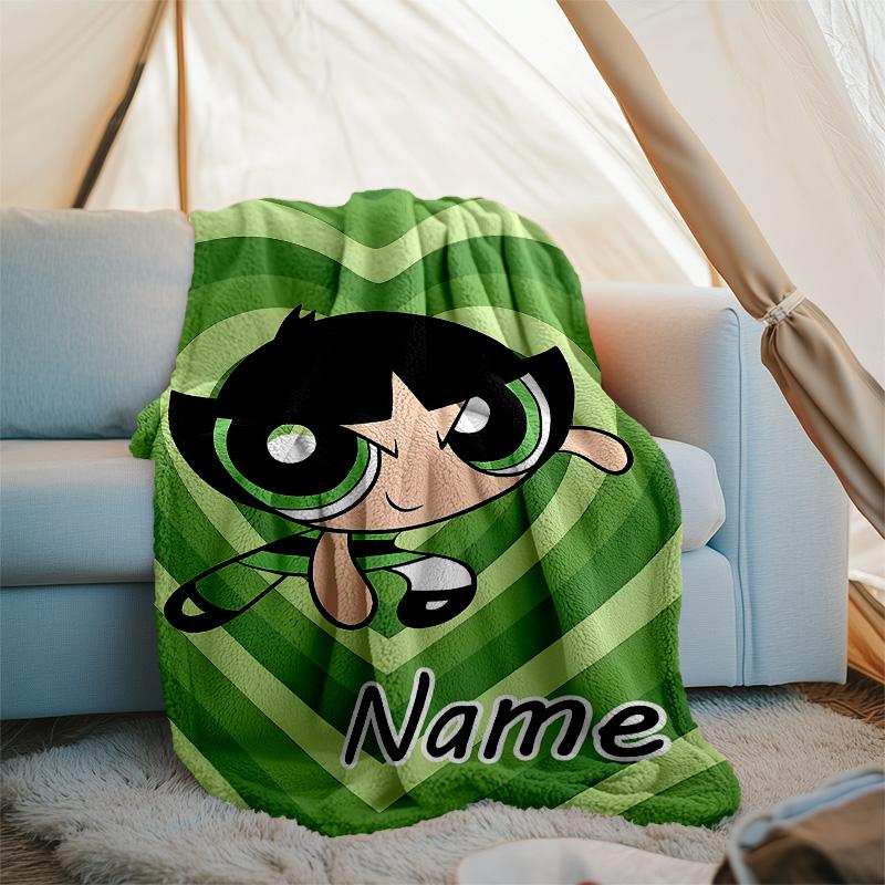 Customizable The Powerpuff Girls Throw Blanket – Personalized Name, All-Season Cozy Snug Blanket, Machine Washable, Personalized Blanket