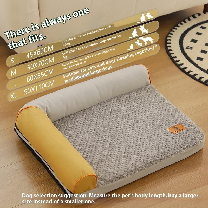 Soft Warm Dog Bed with Bolster Pet Bed Removable Washable Four Season Plush Cushion Comfortable Cats Dogs Cushion Pets Supplies