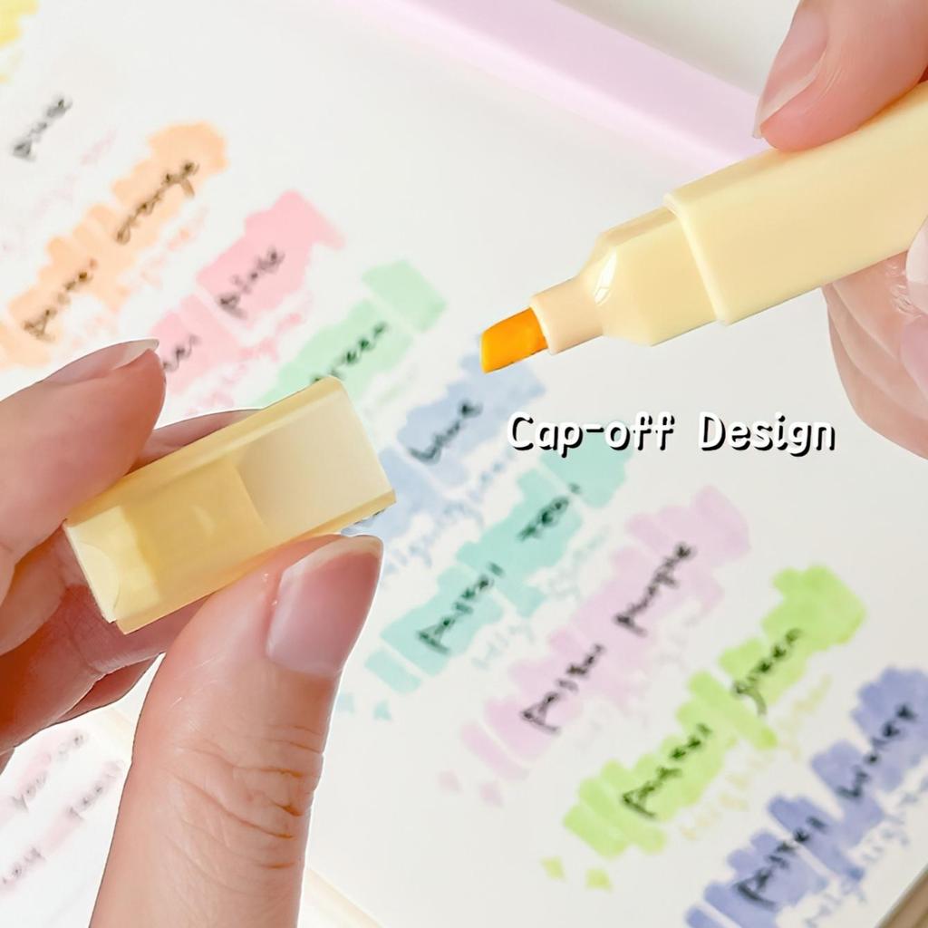 6pcs Dual Tip Highlighter Pens Set Macaron Pastel Colors Chisel Tip Quick Dry Soft Brush Student Drawing Set