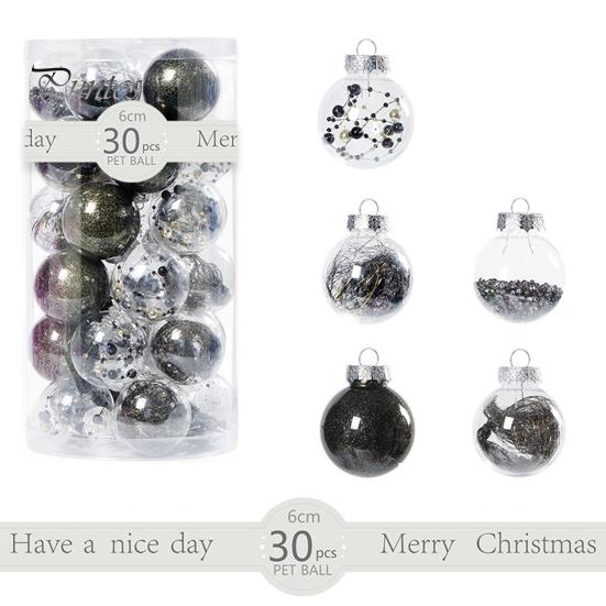 30Pcs Plastic Christmas Balls Hanging Ornament 6cm Colored Electroplated Ball Holiday Party Scene Layout DIY Decorative Accessories Christmas